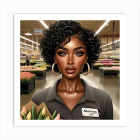 Ebony Girl In A Grocery Store Art Print