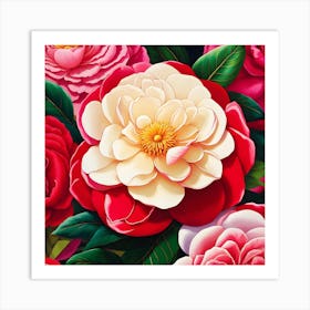 Camellia Serenade: Petals in Harmony Art Print