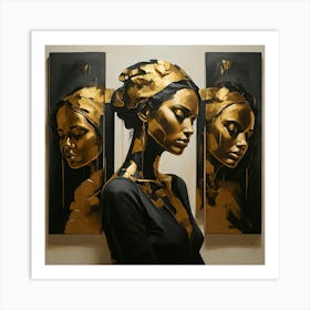 Gold And Black 5 Art Print