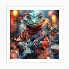 Lizard With Guitar Art Print