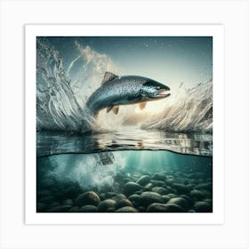 Fish Jumping Out Of Water Art Print