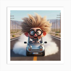 Cartoon Character Driving A Car 11 Art Print