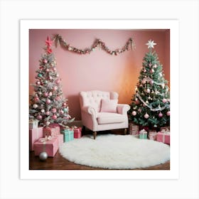 Pink Christmas Room 9 Art Print