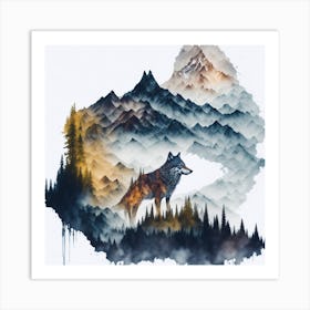 Wolf In The Mountains Art Print