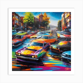 Cars In The Street Art Print