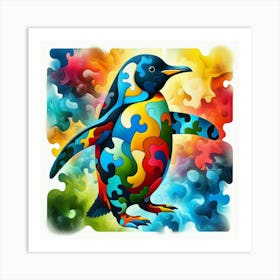 Abstract Puzzle Art Penguin 2 Art Print