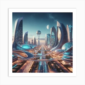 Futuristic City V1 Art Print