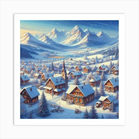 Village In The Snow Art Print