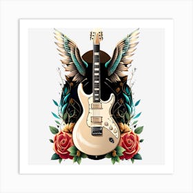 Electric Guitar With Roses 11 Art Print