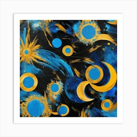 Blue And Yellow Universe Art Print