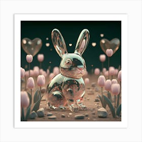A Stunning 3d Rendering Of A Glass Bunny Named Art Print