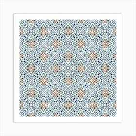 Blue And Brown Pattern Art Print