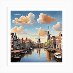 Windmills In Amsterdam Art Print