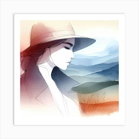 Woman In Hat 2 Art Print