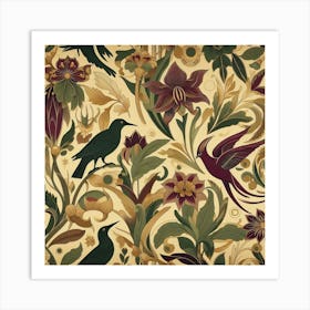 Hummingbirds And Flowers Art Print