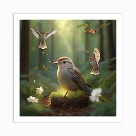 Birds In The Forest 1 Art Print