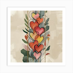 Hearts And Leaves 1 Art Print