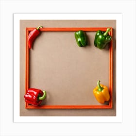 Colorful Peppers In A Frame 8 Art Print