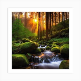 Sunrise In The Forest 10 Art Print