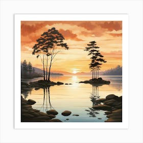 Sunset At The Lake Art Print