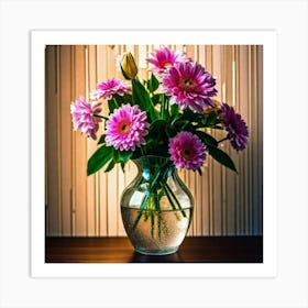 Pink Flowers In A Vase 1 Art Print