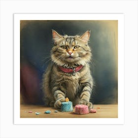 Cat With Candy Art Print