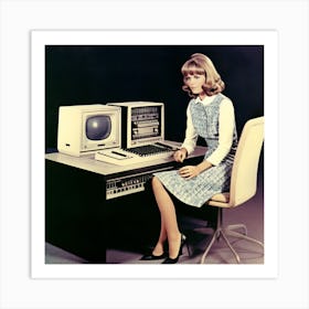 Retro Computer Operator Art Print