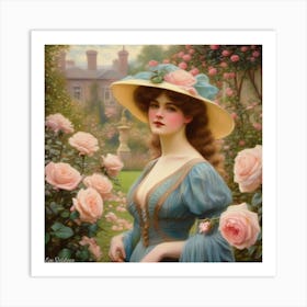 Admiring The Roses Art Print