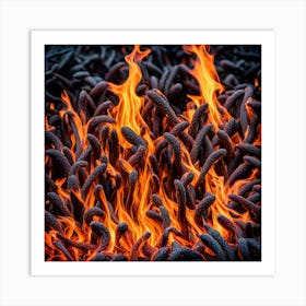 Fire Burning In A Fire Pit Art Print