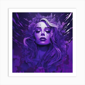 Purple Woman With Flowers Art Print