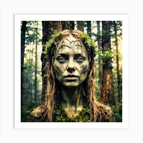 Woman In The Forest Art Print