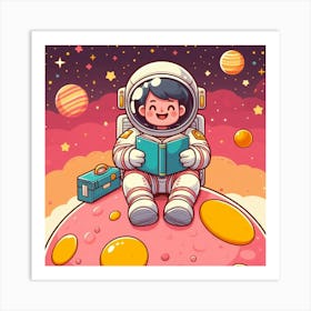 Astronaut Reading A Book 1 Art Print