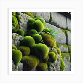 Moss Growing On A Stone Wall Art Print