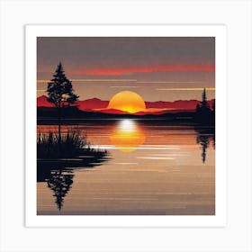 Sunset On The Lake 15 Art Print