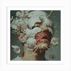 Man With Flowers On His Face Art Print