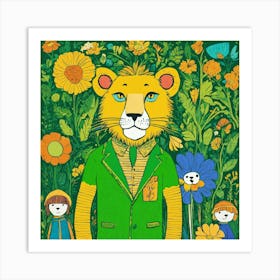 Lion In The Garden Art Print