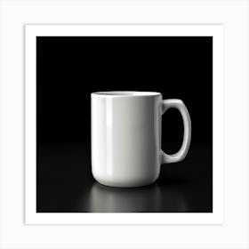 White Mug On Black Background Art Print