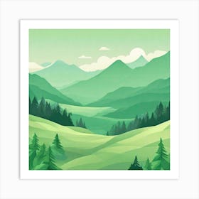 Misty mountains background in green tone 190 Art Print