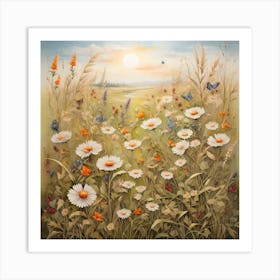 Daisies In The Meadow Art Print