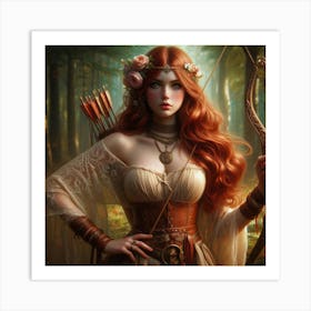 Red Haired Girl With A Bow Art Print