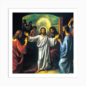 An Impressionist Oil Paint-Jesus Christ And The Disciples Art Print