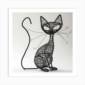 Wire Cat Sculpture Art Print