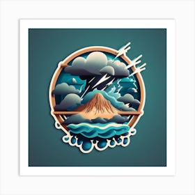 Ocean Storm With Large Clouds And Lightning 4 Art Print