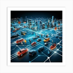 A Digital Render Of An Intricate Network Of Vectors Representing The Thoroughfare Of Transportation (2) Art Print