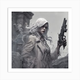 Ghost Woman With A Gun Art Print