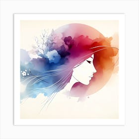 Watercolor Abstract Portrait Of A Woman Art Print