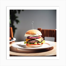 Hamburger On A Plate 17 Art Print