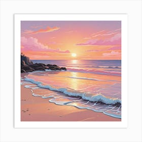 Ocean Sunset Beach Art Print Art Print