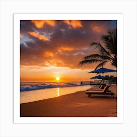 Sunset On The Beach 261 Art Print