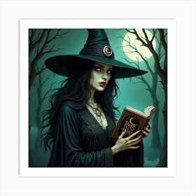 Flux Dev A Hauntingly Beautiful Illustration Of A Witch Shroud 0 Art Print